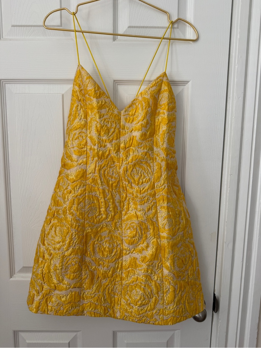 Alice + Olivia Yellow Textured Floral Mini Dress